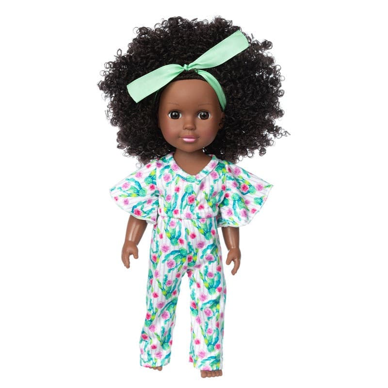 Vinyl Doll Toy Simulation 14-Inch Black Doll Baby Doll Girl Toy Doll Vinyl Soft Doll