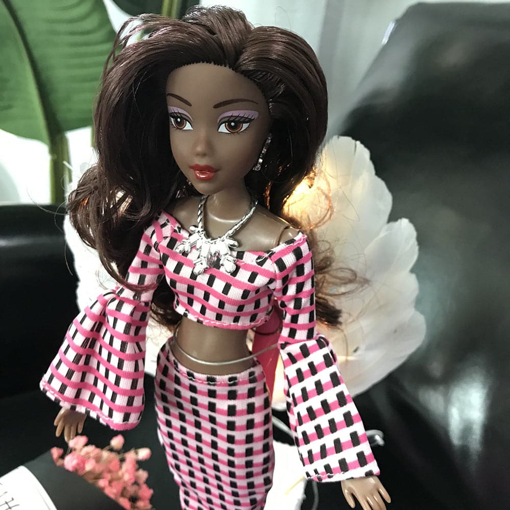 black articulated doll