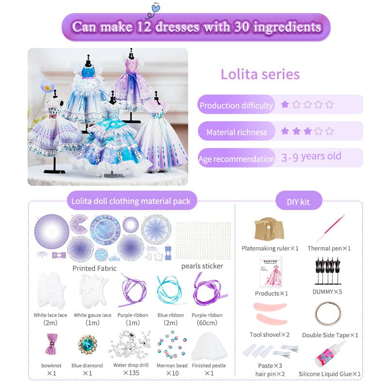 Hotsale Clothing Design  DIY Arts Crafts Kits Gift Box  Lolita Fashion Clothing Design