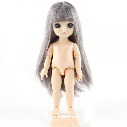 Mengli Doll Real Eye 16cm DJD Changing The Makeup Doll Naked Baby  Li Doll Normal Skin