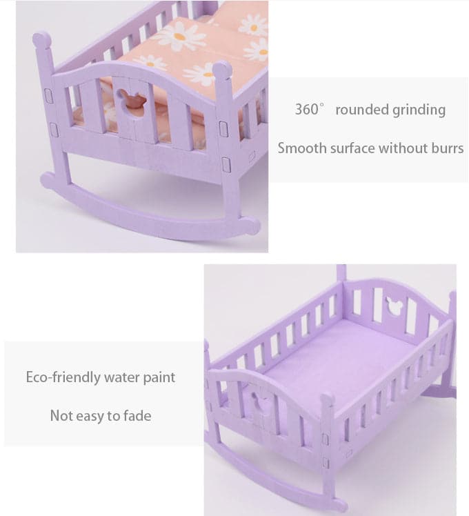 Doll Shaker Play House Doll Accessories Bed Furniture with Quilt Pillow Girl Simulation Toy Shaker Model