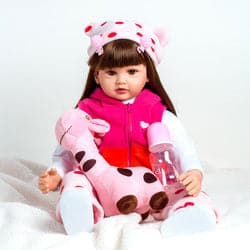 24 inch 60cm rebirth reborn realistic huggable sitting washing soft body doll high simulation baby doll with clothes