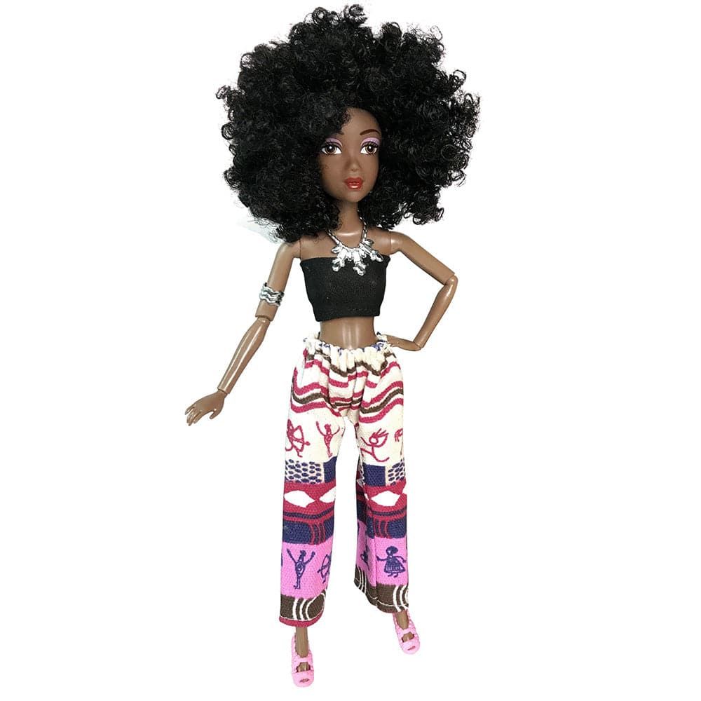 black articulated doll