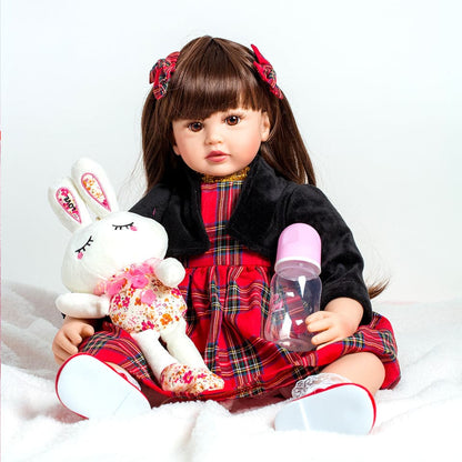 24 inch 60cm rebirth reborn realistic huggable sitting washing soft body doll high simulation baby doll with clothes