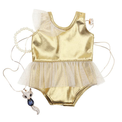 Doll Clothes 43cm Xiafu Doll Golden One-piece Doll Swimsuit