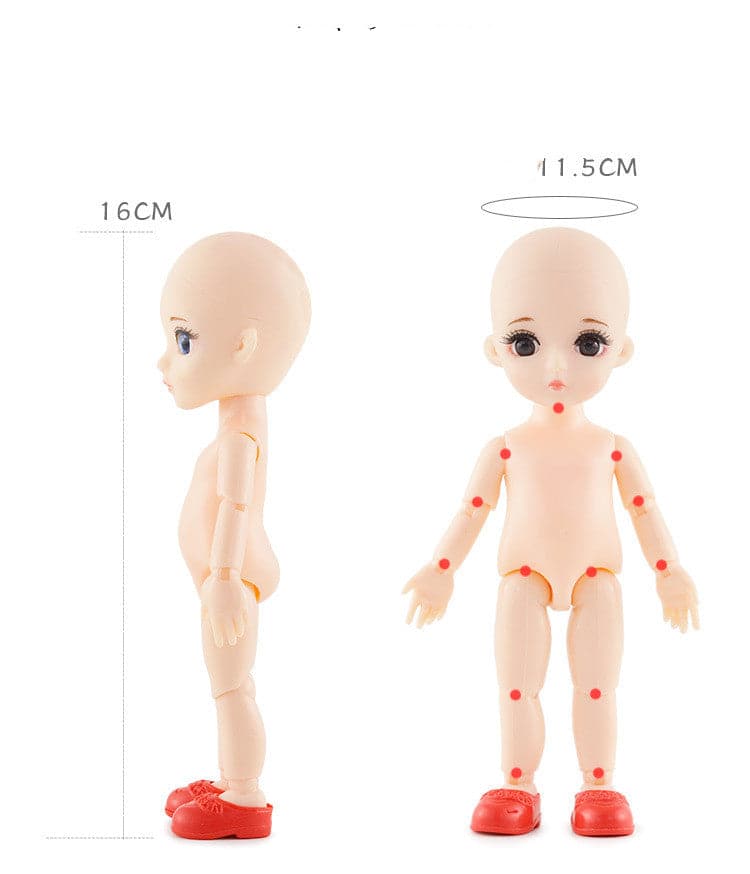 Mengli Doll Real Eye 16cm DJD Changing The Makeup Doll Naked Baby  Li Doll Normal Skin