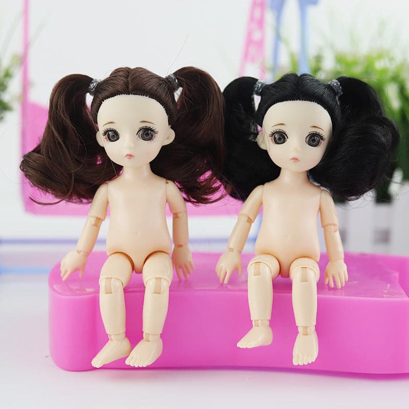 Mengli Doll Real Eye 16cm DJD Changing The Makeup Doll Naked Baby  Li Doll Normal Skin