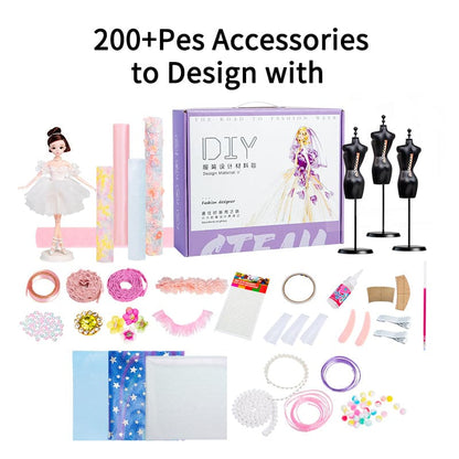 200+ Fashion Designer Sets Girls Kids Fashion Design Clothing Sewing Toddler DIY Activity Handmade Fashion Design Kit