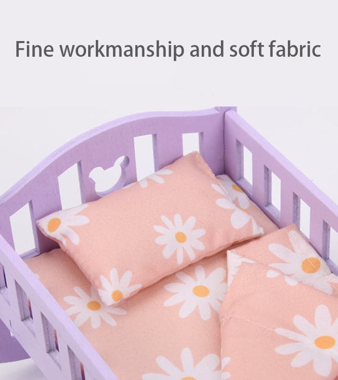 Doll Shaker Play House Doll Accessories Bed Furniture with Quilt Pillow Girl Simulation Toy Shaker Model