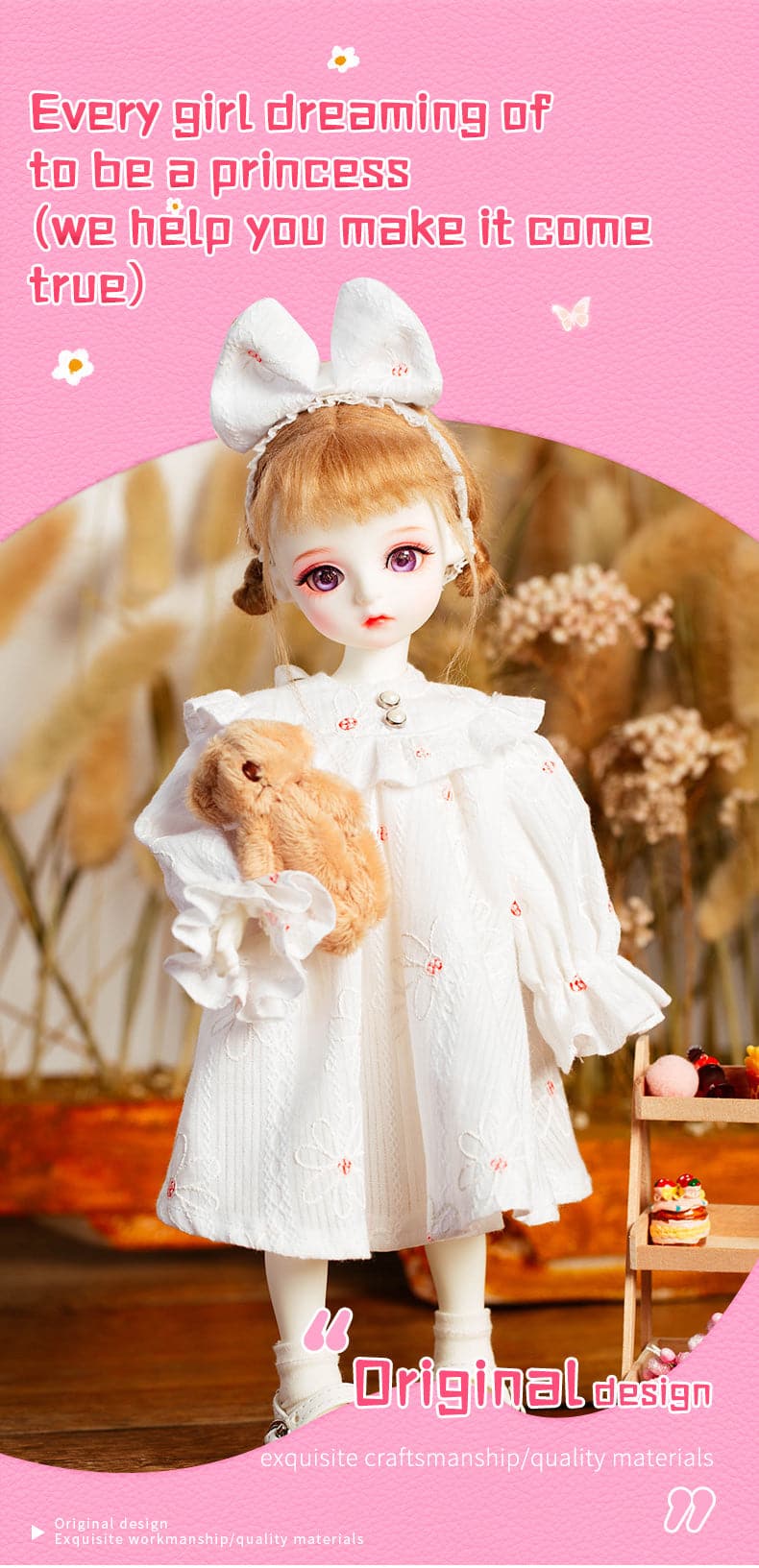 Factory price New Trend Best Quality Custom New Design 1/6 BJD Daisy Dress For girls