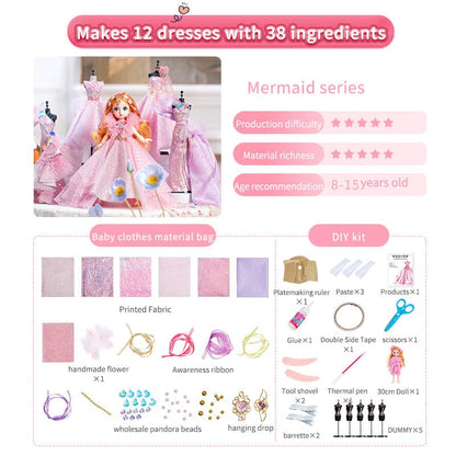 Mermaid Diy Clothing Kit For Children Fashion Clothing Crafts Kit For Doll