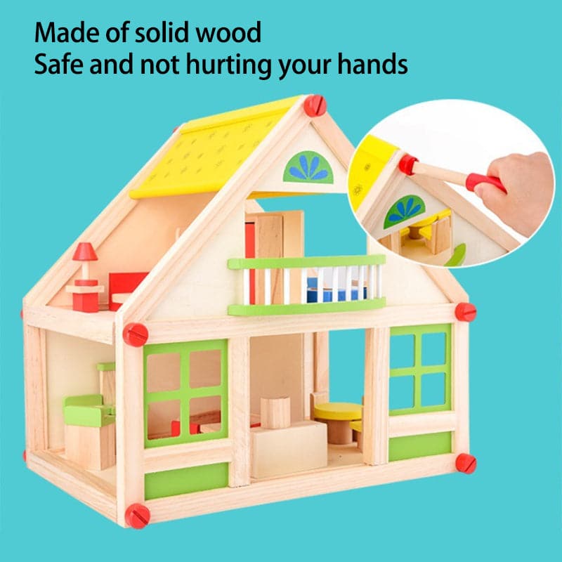 Wholesales 2023  kids DIY wooden doll villa house develop kids intelligence