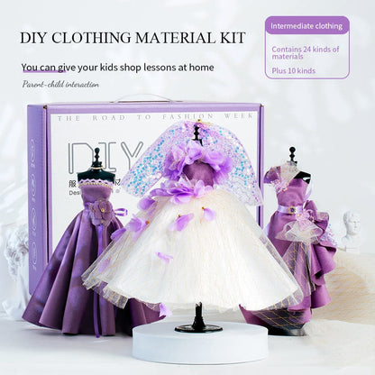 Children DIY Handmade Material KIT Girls Princess Doll Clothes Clothing Design Sewing Kit for Girls DIY Clothes Design Tool Gift