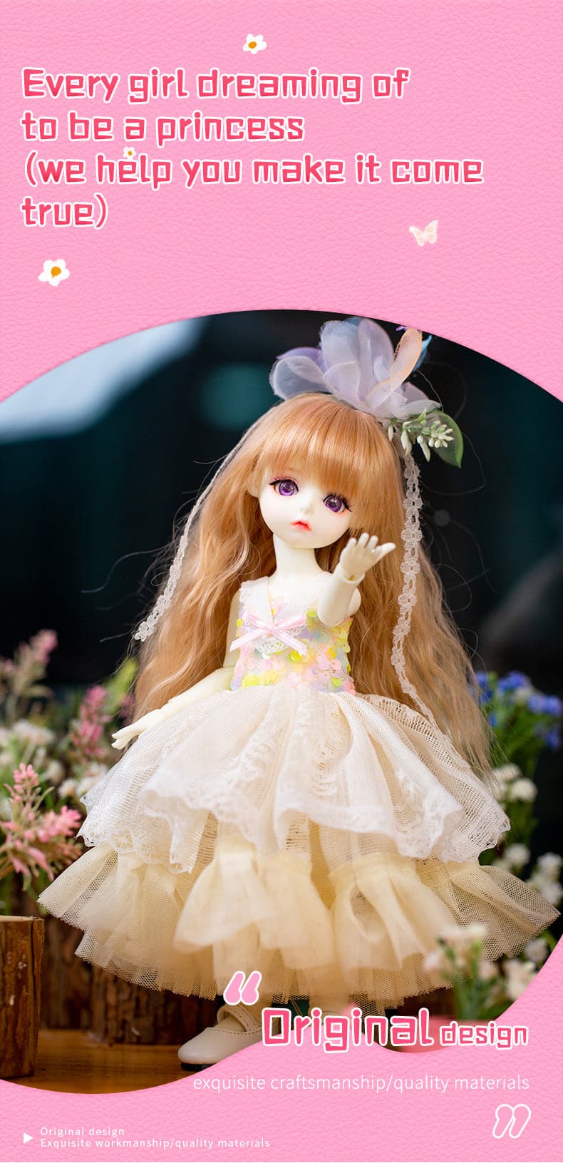 Hotsale Custom 1/6scale BJD Girl Play doll Dress Dolls for girls